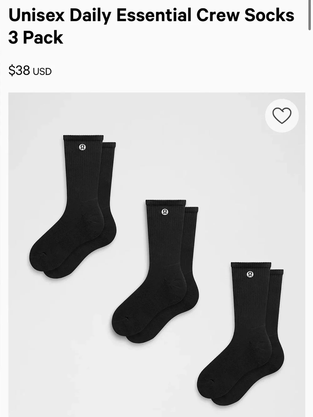 lululemon athletica Daily Crew Socks - 2 White & Black 3-Pack Each) UNISEX